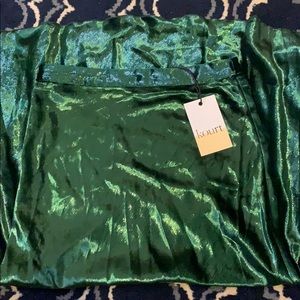 Kaya Emerald Green Velvet Midi Skirt Small